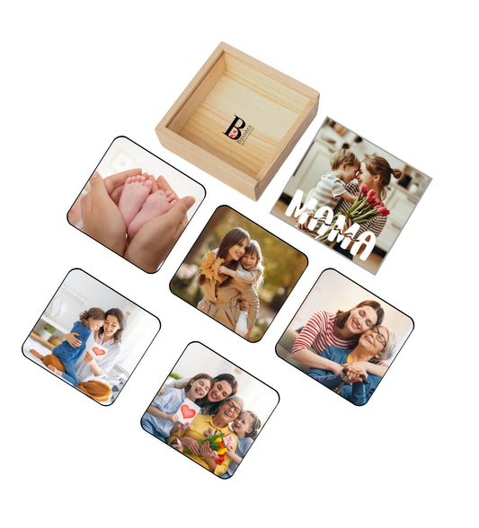 Posavasos cuadrados, set de 5 unidades + caja