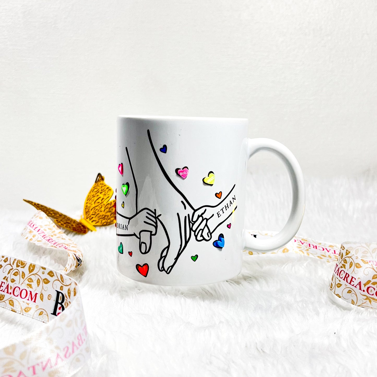 Taza Abuela con cristales- Diseño Floral con Piedras de Colores